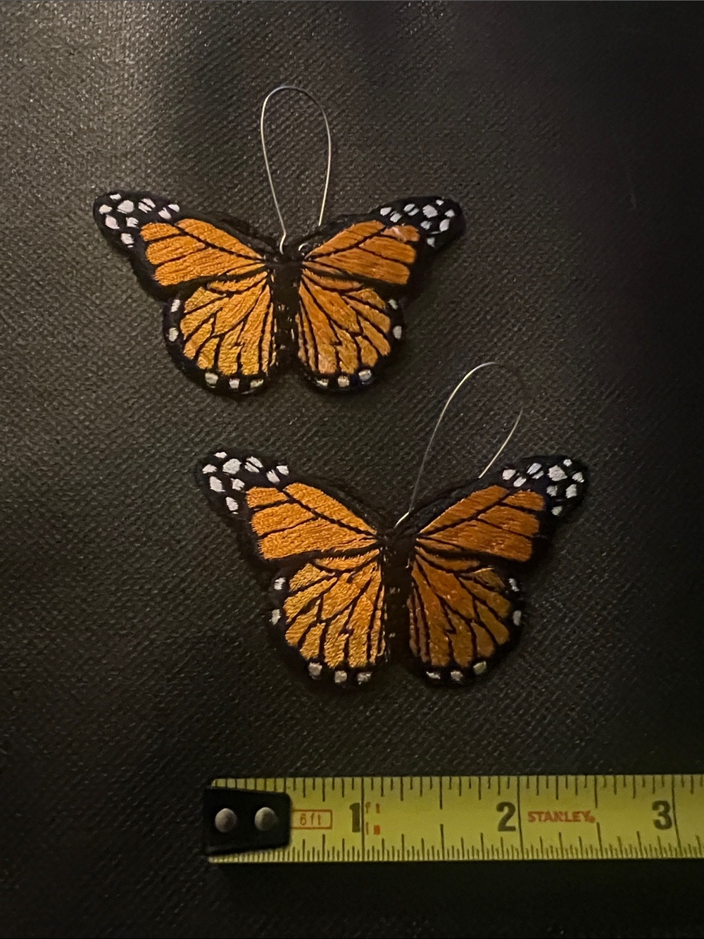 Monarch Butterfly Drop Earrings in Orange and Black